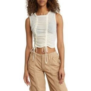 NWOT! BDG (Urban Outfitters) Women's Ivory Ruched Sleeveless Top
